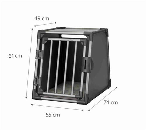 TRIXIE Transportbox Aluminium graphit - 55 × 61 × 74 cm 