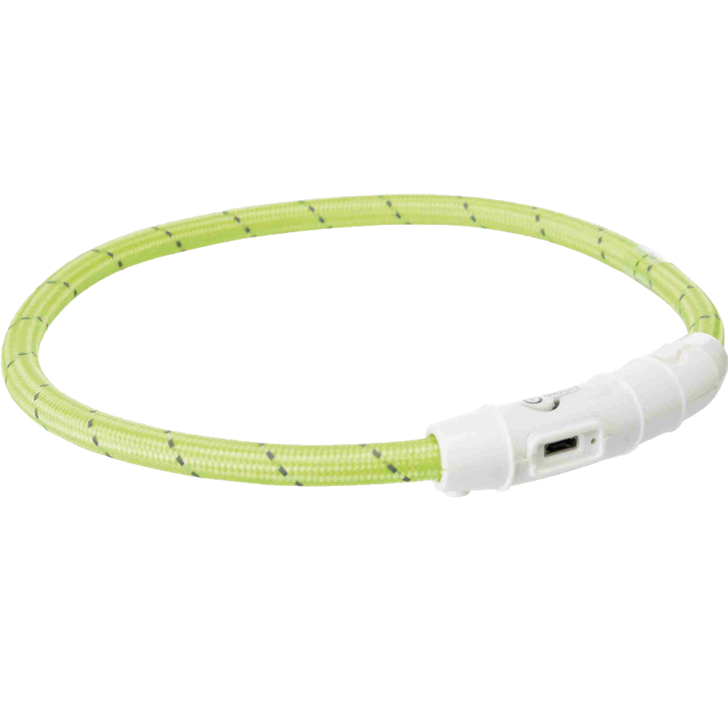 TRIXIE Flash Leuchtring USB - grün - M / L (45 cm) 