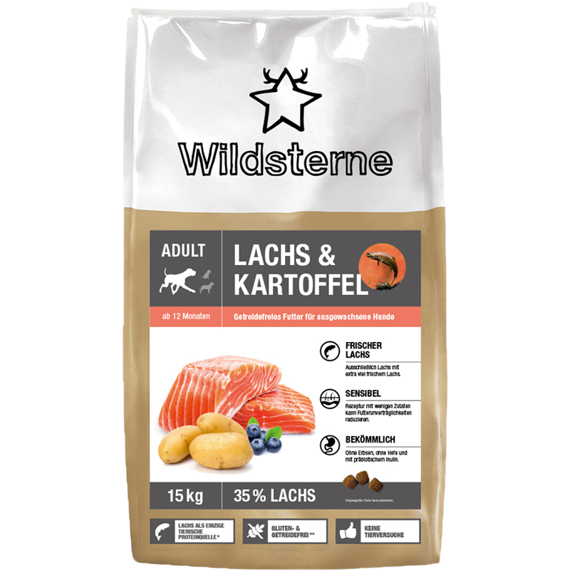 Wildsterne Lachs & Kartoffel Adult - 15 kg 